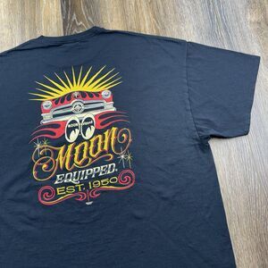 Vintage Moon Equipped Shirt Mens XXXL Black Hot Rod Racing Shop Garage Mooneyes